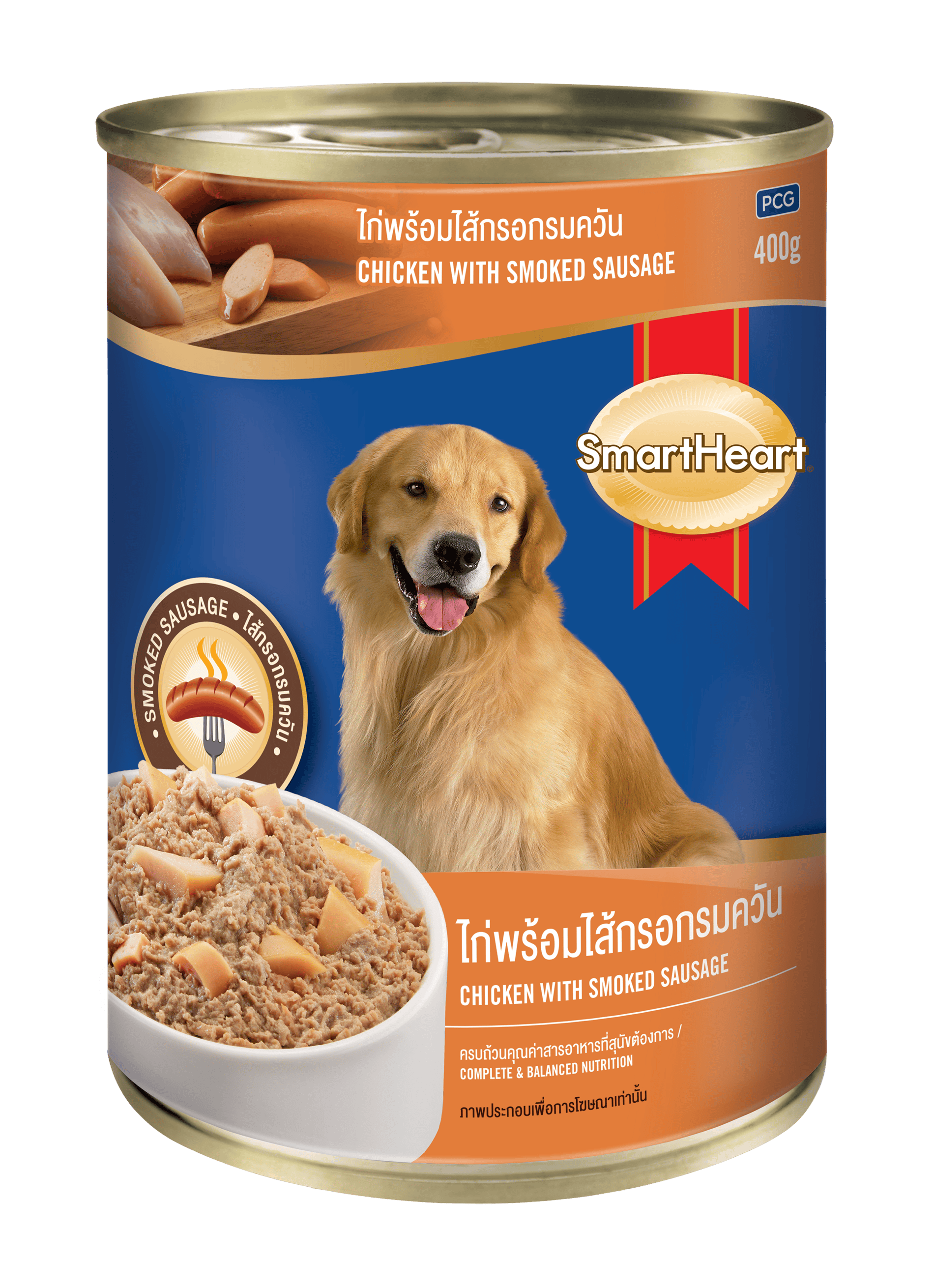 สมาร์ทฮาร์ท แบบกระป๋อง ไก่พร้อมไส้กรอกรมควัน